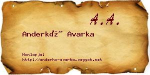 Anderkó Avarka névjegykártya